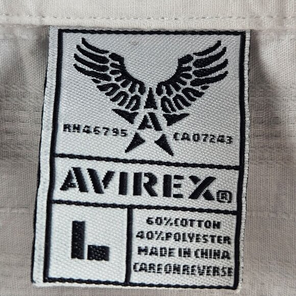 Avirex White Embroidered Button Up Shirt Large Long Sleeve Men Cotton Blend - Picture 9 of 16